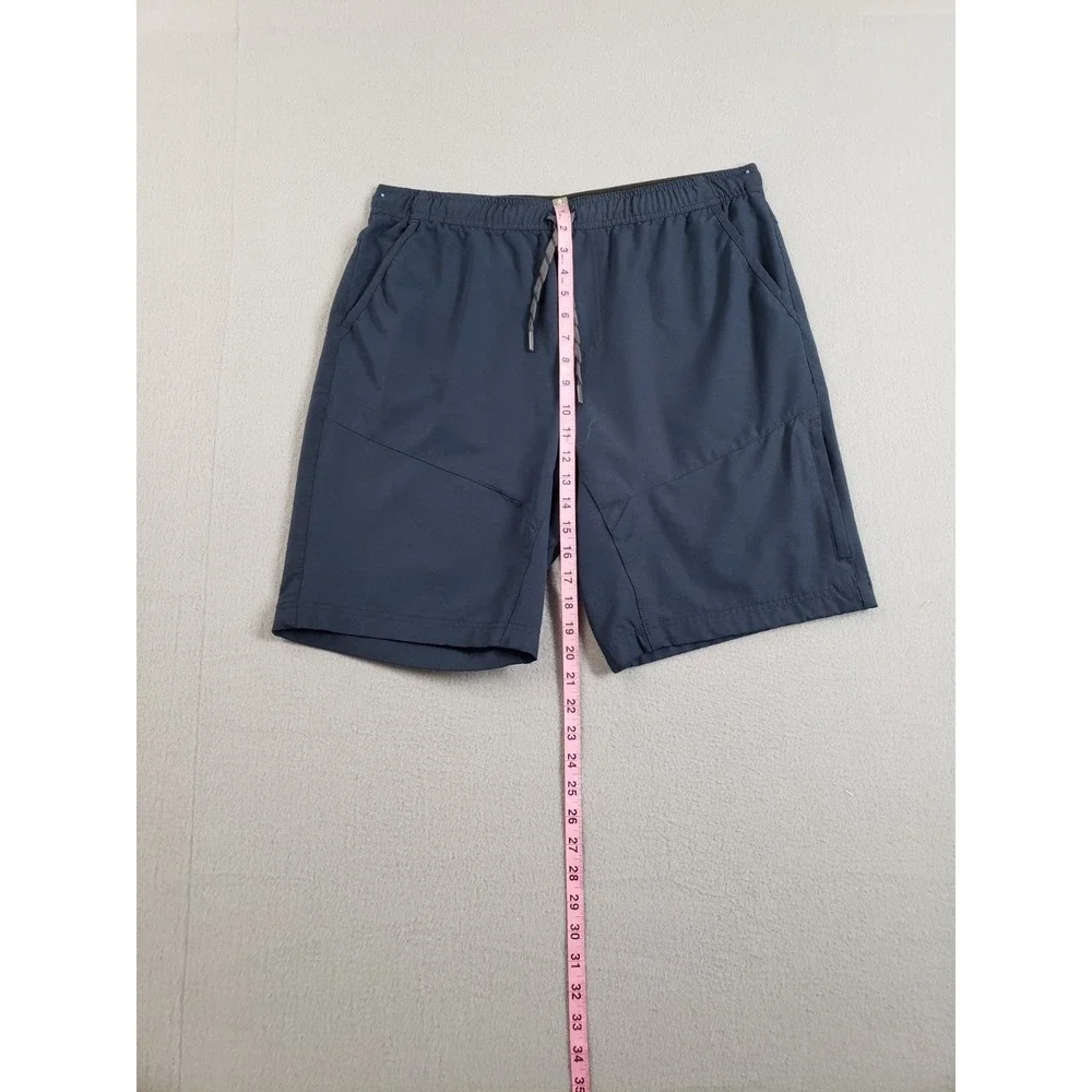 Gerry Men Athletic Short L Navy Blue Drawstring Elastic Waist Pockets Activewear